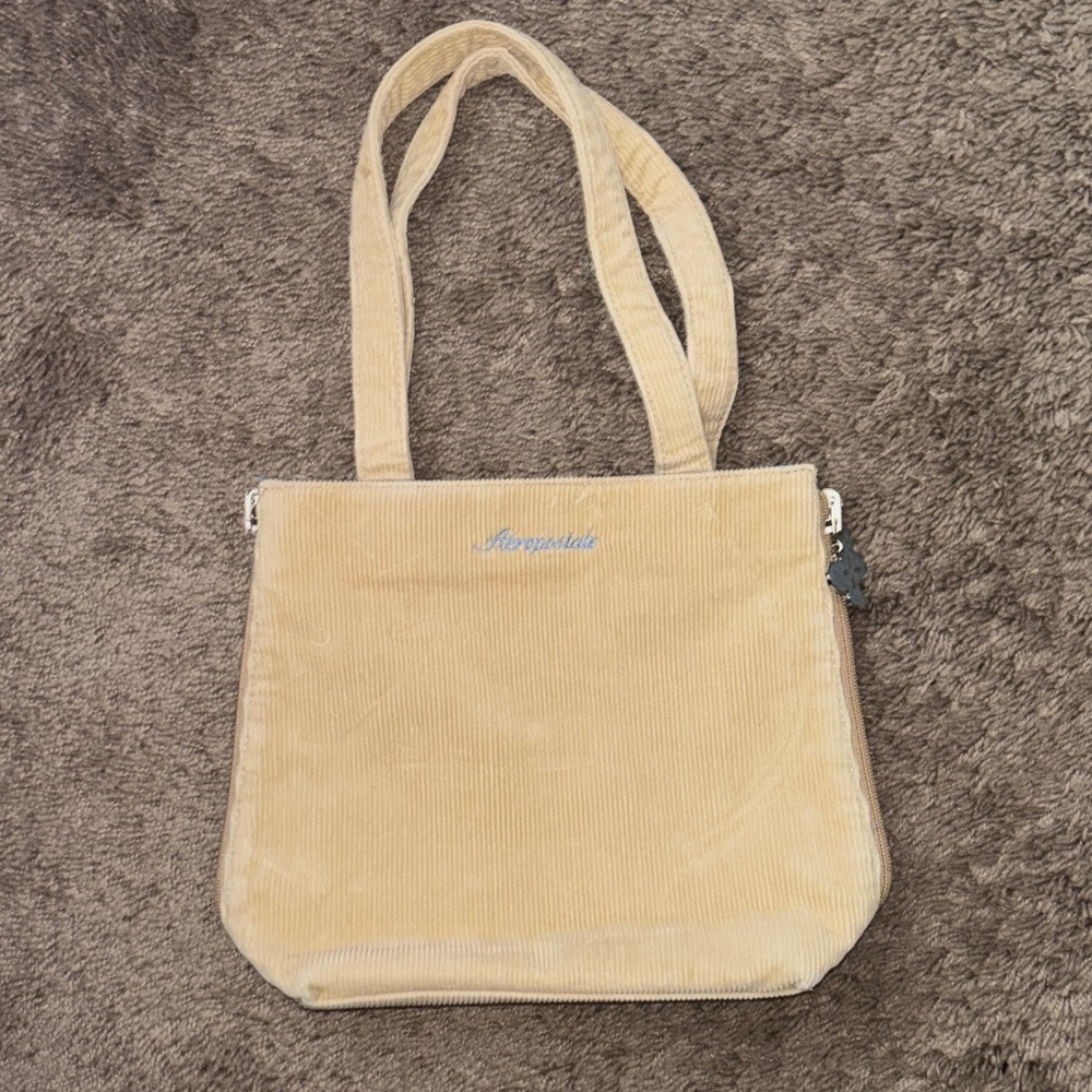 Aeropostale Beige Corduroy Tote Bag